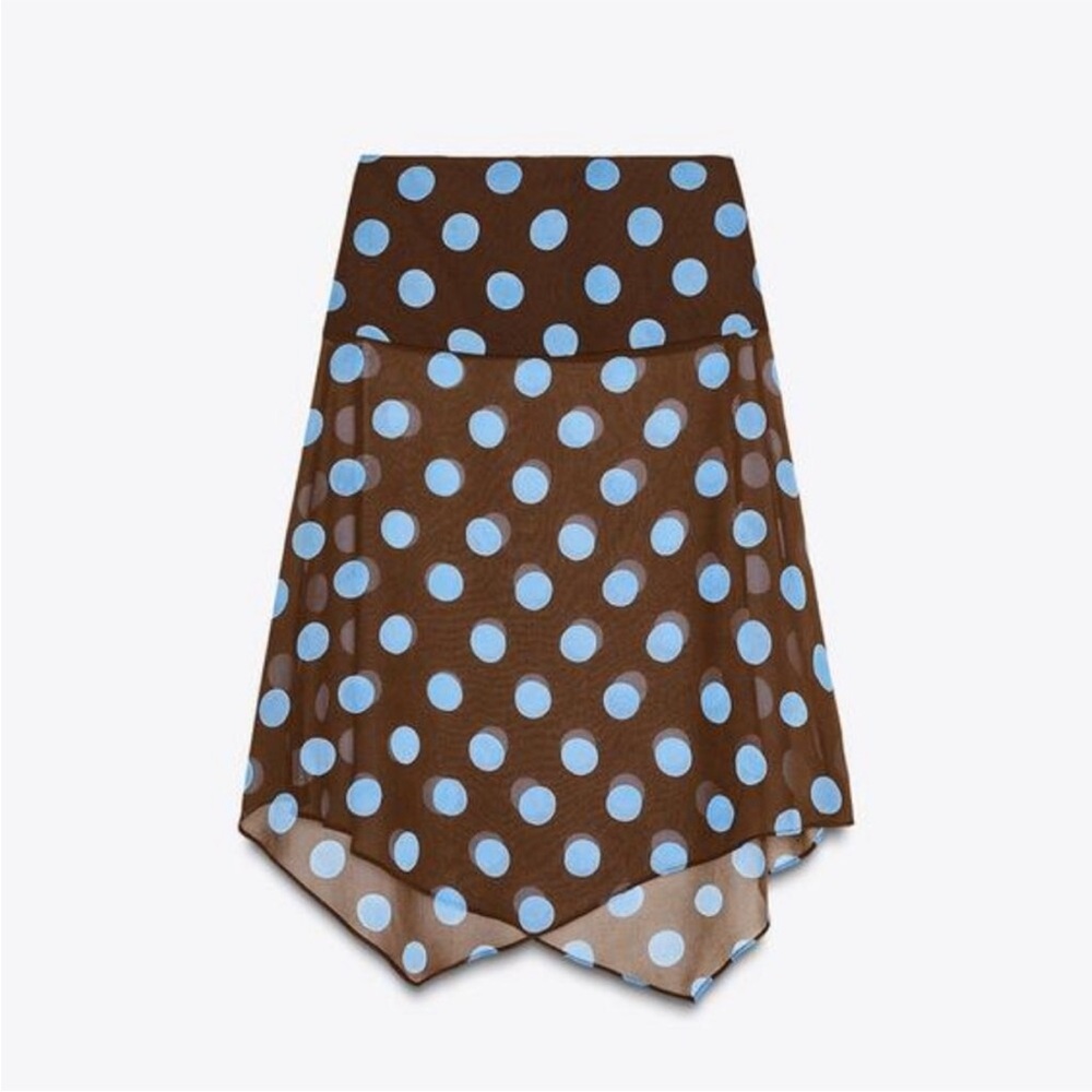 ZARA POLKA DOT ASYMMETRIC SKIRT